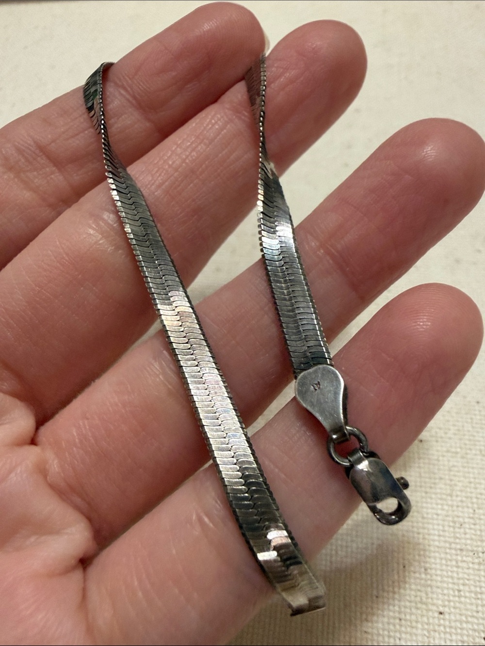 Sterling Silver 925 Herringbone Chain Necklace 8inch